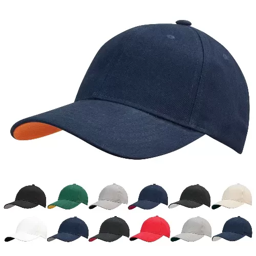 Cap 6 panel embroidered eyelets pre curved peak , heavy brushed cotton Sports Star