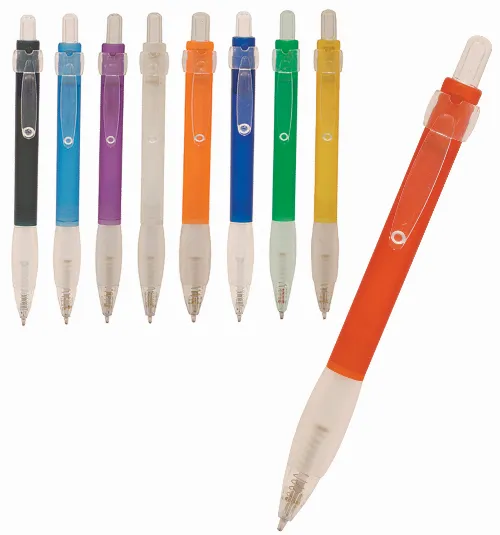 Plastic pen click action with frosted colour barrel ergonomic grip Satin