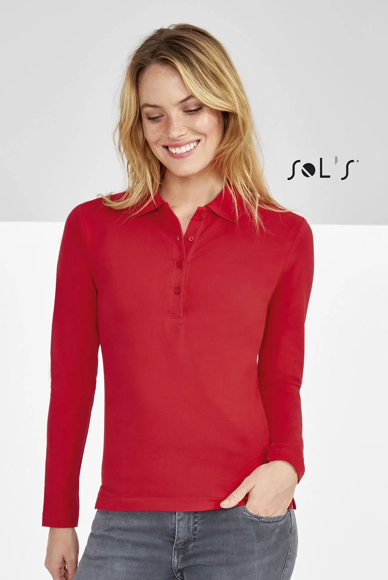 Polo shirt women's long sleeve 100% combed ring spun cotton PODIUM