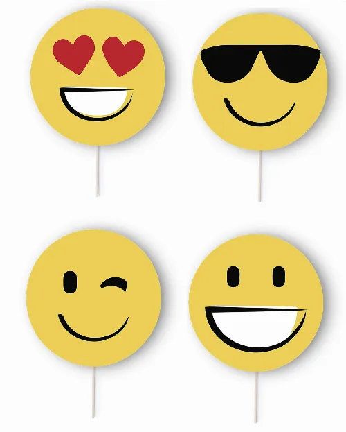 Selfie Emoji faces with wooden handle
