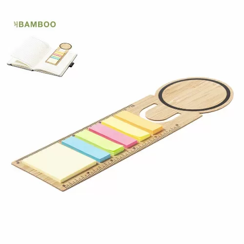 Bookmark with ruler and sticky notes bamboo