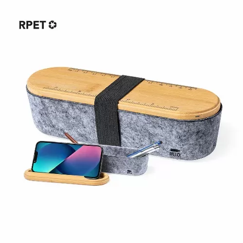 Pencil Case and phone holder made from RPET FELT and Bamboo ECO FRIENDLY