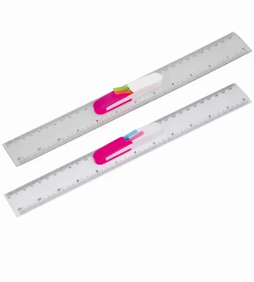 Ruler 30cm clear with sticky note flagsflags
