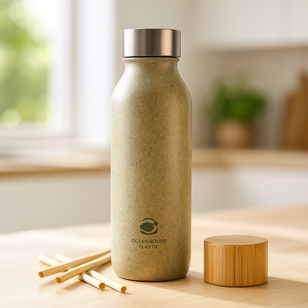 Eco-Friendly Bamboo Bottle - Image created with the use of Sora AI