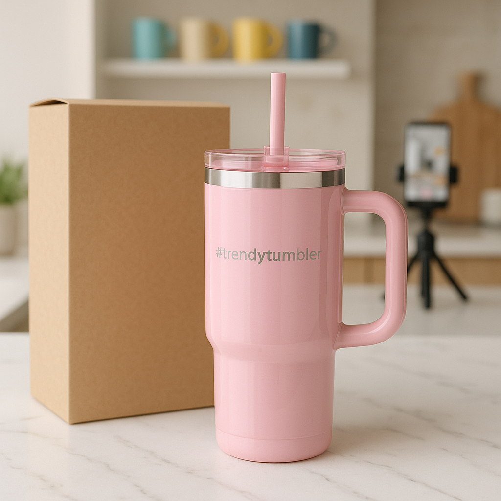 Trendy Pink Tumbler - Image created by Sora AI for the purpose of this blog