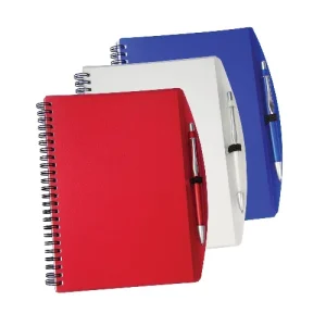 Spiral notebook and pen