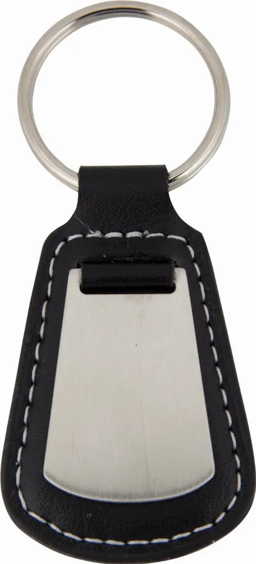 keyring imitation leather with matt chrome inlay Max