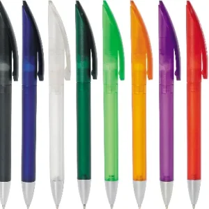 Plastic pen twist action frosted barrel large clip Nova