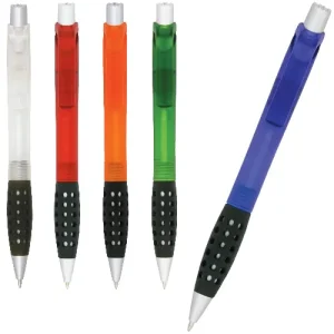 Pen plastic frosted barrel textured rubber grip  Apollo