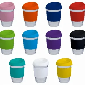 Coffee cup / 12oz/340ml Glass Karma Kup Silicon Lid Reusable Eco Friendly