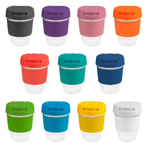 coffee cup / Mug 8oz/235ml Clear Plastic Karma Kup Plastic Flip Lid Reusable  Eco Friendly