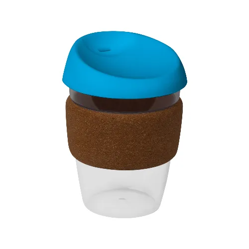 coffee cup / Mug 12oz/340ml Clear Plastic Karma Kup Cork Band Silicon Lid Reusable Eco Friendly - Image 5