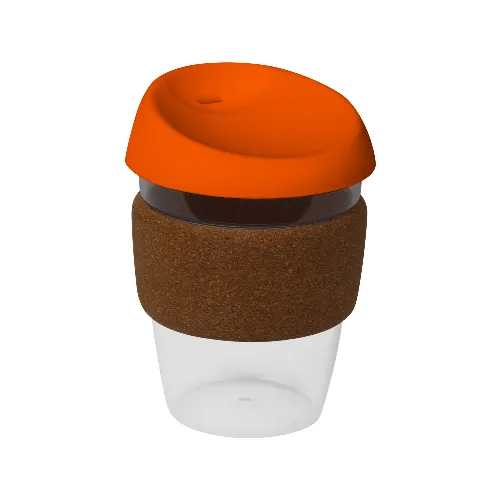 coffee cup / Mug 12oz/340ml Clear Plastic Karma Kup Cork Band Silicon Lid Reusable Eco Friendly - Image 7