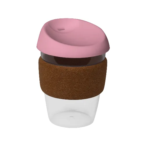 coffee cup / Mug 12oz/340ml Clear Plastic Karma Kup Cork Band Silicon Lid Reusable Eco Friendly - Image 8