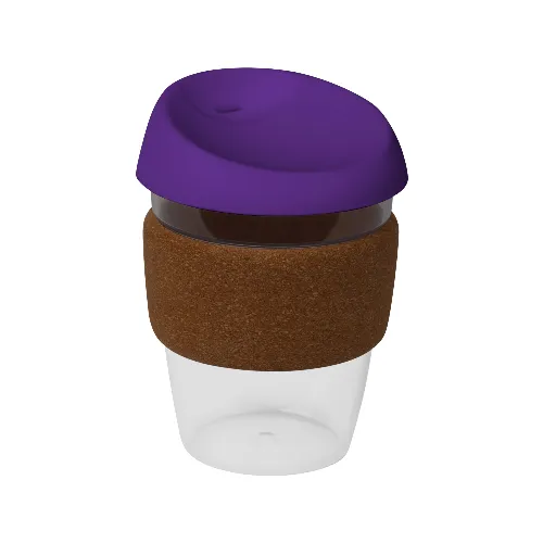 coffee cup / Mug 12oz/340ml Clear Plastic Karma Kup Cork Band Silicon Lid Reusable Eco Friendly - Image 9