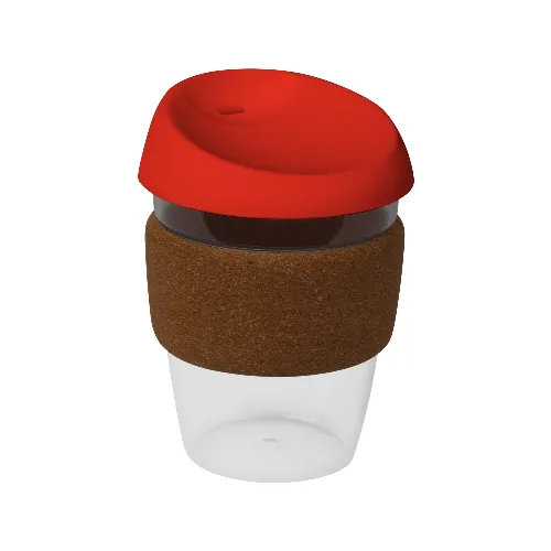 coffee cup / Mug 12oz/340ml Clear Plastic Karma Kup Cork Band Silicon Lid Reusable Eco Friendly - Image 10