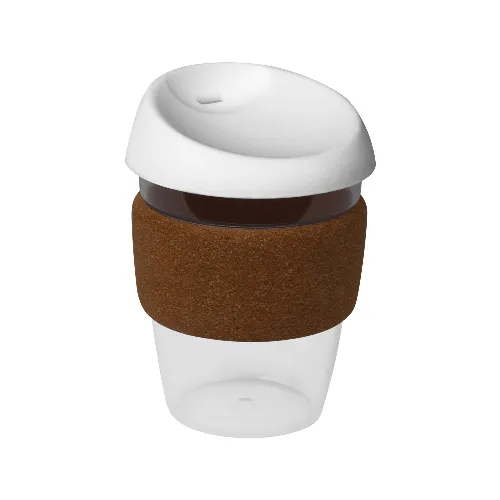 coffee cup / Mug 12oz/340ml Clear Plastic Karma Kup Cork Band Silicon Lid Reusable Eco Friendly - Image 12