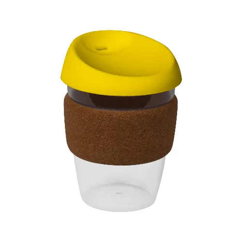 coffee cup / Mug 12oz/340ml Clear Plastic Karma Kup Cork Band Silicon Lid Reusable Eco Friendly - Image 13