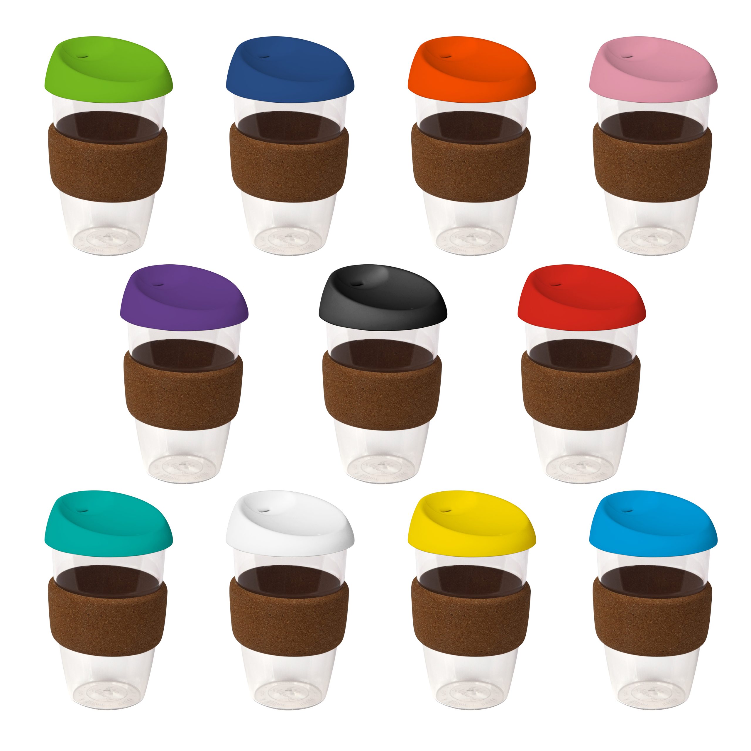 coffee cup / Mug 16oz/535ml Plastic Karma Kup with Cork Band Silicon Lid Reusable Eco Friendly