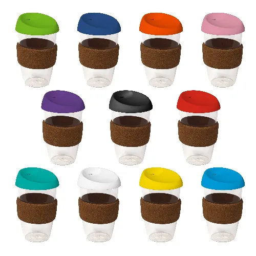 coffee cup / Mug 16oz/535ml Plastic Karma Kup with Cork Band Silicon Lid Reusable Eco Friendly - Image 2