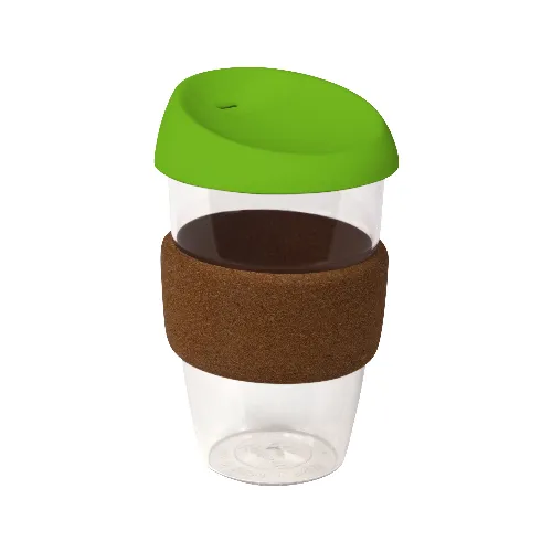 coffee cup / Mug 16oz/535ml Plastic Karma Kup with Cork Band Silicon Lid Reusable Eco Friendly - Image 3