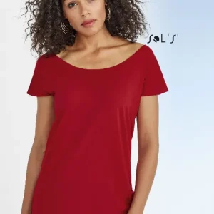 T shirt Women's low neck line kimino sleeves silky touch MARYLIN
