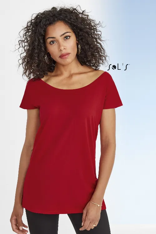 T shirt Women's low neck line kimino sleeves silky touch MARYLIN