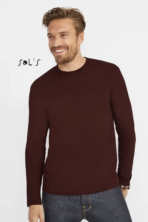 T shirt long sleeve Men's ribless cuffs 100% semi combed ring spun cotton MONARCH