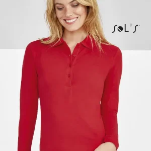 Polo shirt women's long sleeve 100% combed ring spun cotton PODIUM