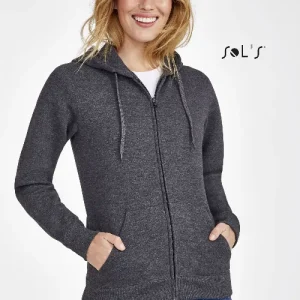 Hoodie women's lined hood, hidden zip 50% cotton , 50% polyester SEVEN