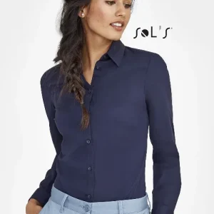 Business shirt  WOMEN'S - LONG SLEEVE STRETCH SHIRT Blek