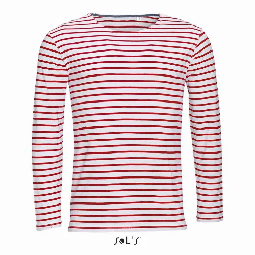 T - shirt long sleeve Men's Striped pattern 100% combed ring spun cotton MARINE - Image 3