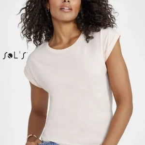 T shirt  Womens Round neck seamless arm holes 100% semi combed ring spun cotton MELBA
