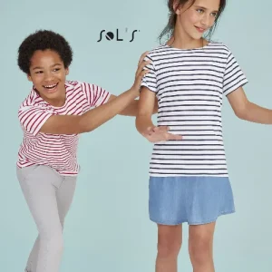 T shirt KIDS striped and round neck combed cotton MILES