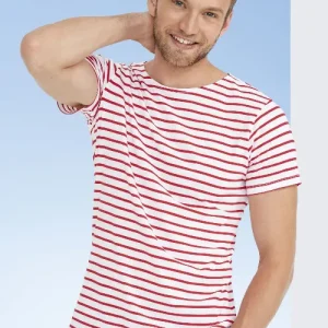 T-shirt Men's round neck striped pattern combed cotton MILES