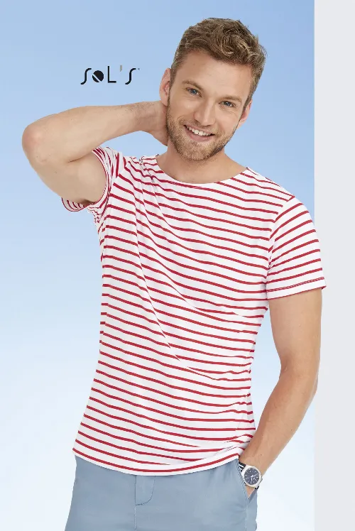 T-shirt Men's round neck striped pattern combed cotton MILES
