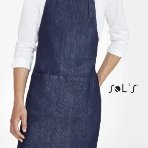 APRON made from denim with pocket