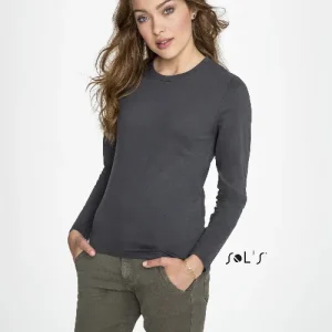 T-shirt long sleeve Women's 100% semi combed ring spun cotton IMPERIAL