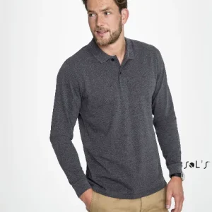 Polo shirt men's Long sleeve 100% cotton Pique PERFECT