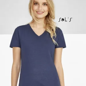 T-shirt V neck women's Jersey 190g , 100% semi combed ring spun cotton IMPERIAL