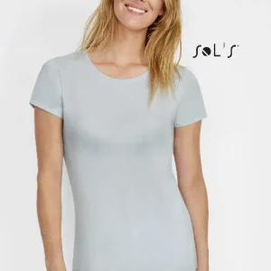 T shirt women's round neck Jersey 100% semi combed ring spun cotton MARTIN