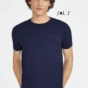 T shirt Men's round neck Jersey , 95% semi combed ring spun cotton and 5% elastane MILLENIUM
