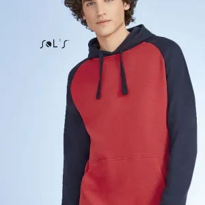 Hoodie two tone UNISEX raglan sleeves 80% ring spun cotton 20% polyester SEATTLE