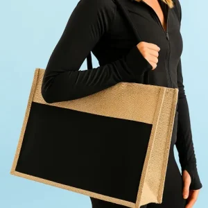 Contrast Jute Bag