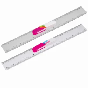 Ruler 30cm clear with sticky note flagsflags