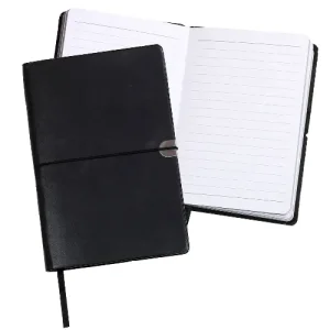 Notebook A5 size - leather look bookmark and elastic closure 112 pages