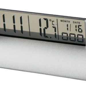 Desk  business card holder with LCD clock