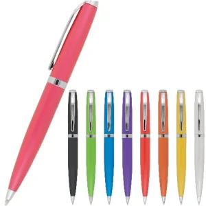 Metal pen twist action bright coloured barrels Vivid