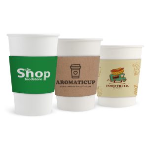 Home Compostable Aqueous Single Wall Paper Cups with Cup Sleeve