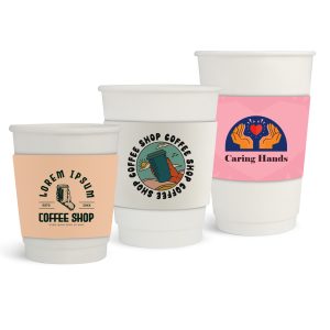 Home Compostable Aqueous Double Wall Paper Cups with Cup Sleeve